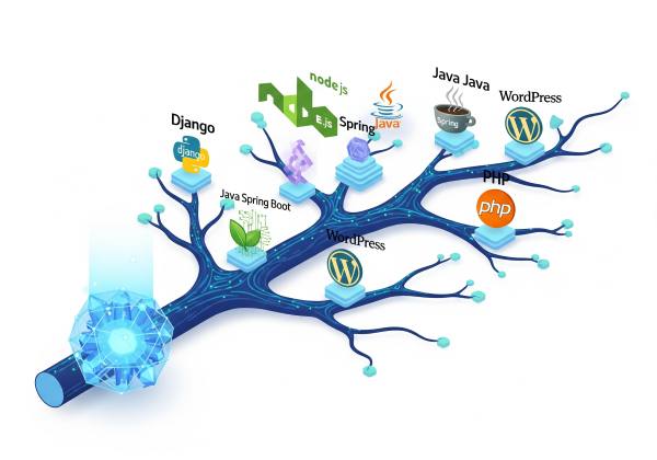 back end stack 3d illustration